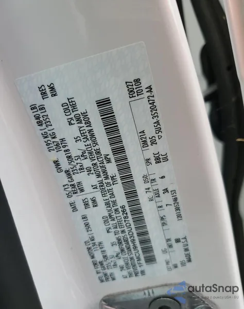 2013 Ford Escape Sel из США, поврежденный, VIN 1FMCU9H93DUD78266